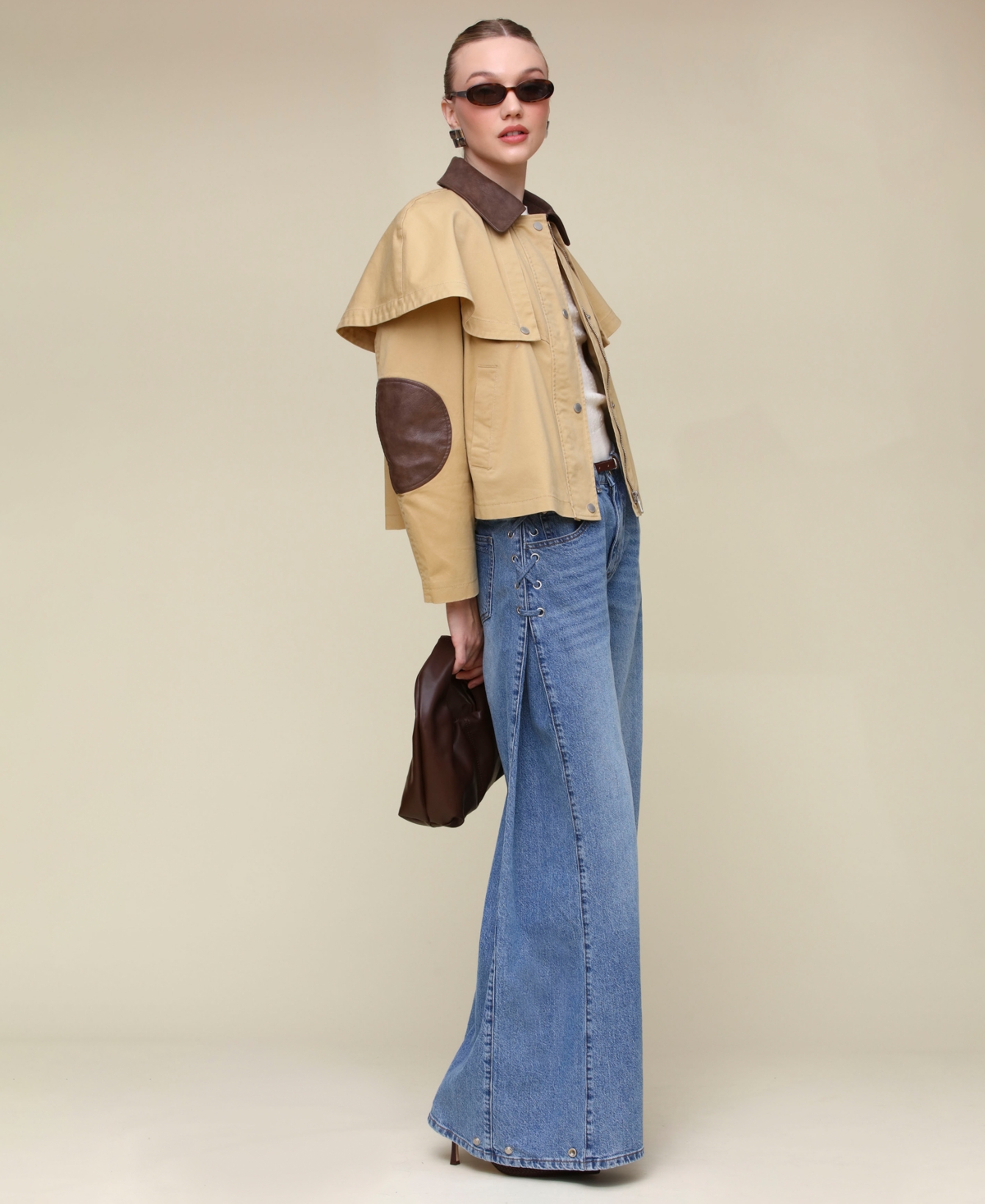 Avec Les Filles Women's Cropped Cape Trench Coat