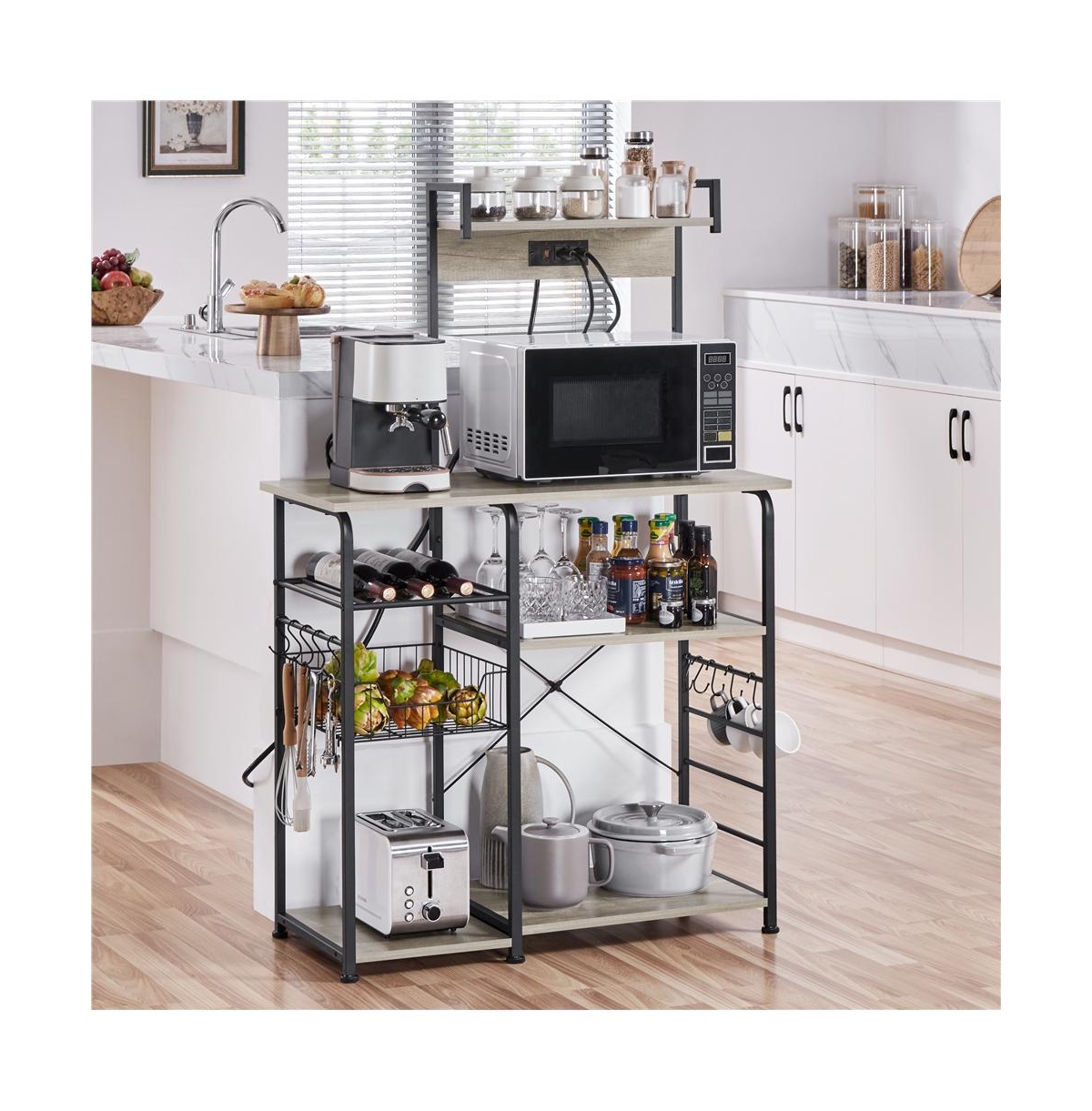 Yaheetech Industrial Rustic Kitchen Baker's Rack Brown
