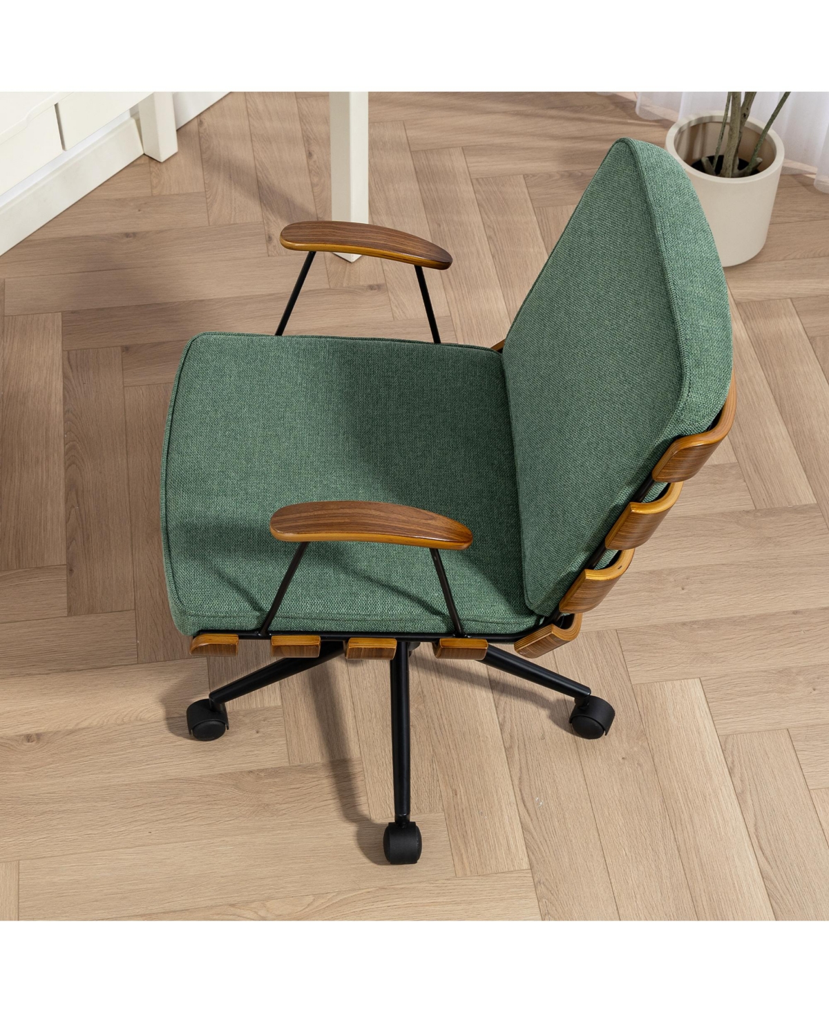 Dyhome Kitchen Dining Room Chairs, Boucle Dining Chairs Set of 2, Mid Century Modern Dining Chairs, Tufted Upholstered Chairs for Dining Room, Green K