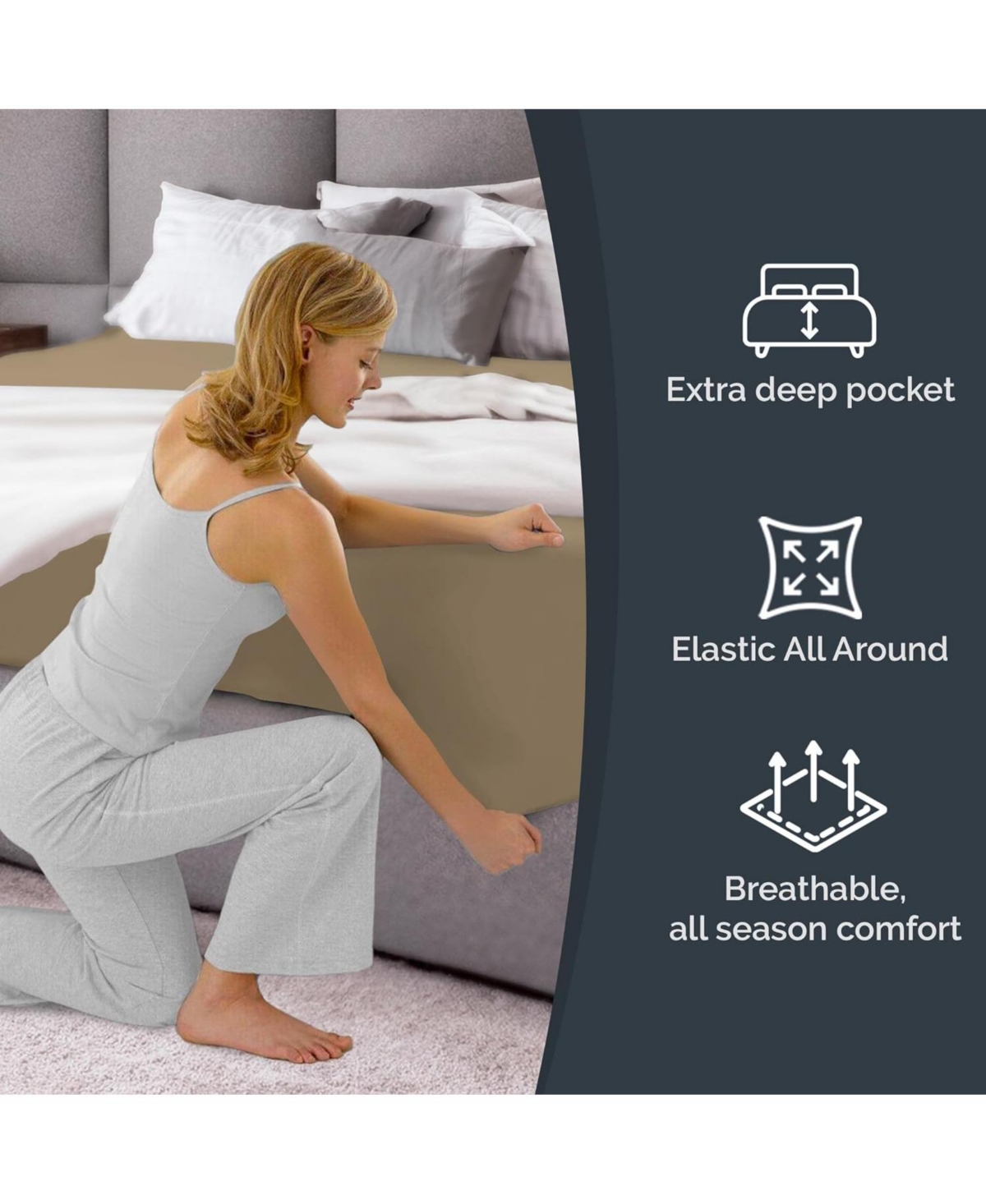 Cgk Unlimited Extra Deep Pocket 18 - 24 Inch Microfiber Fitted Sheet California King