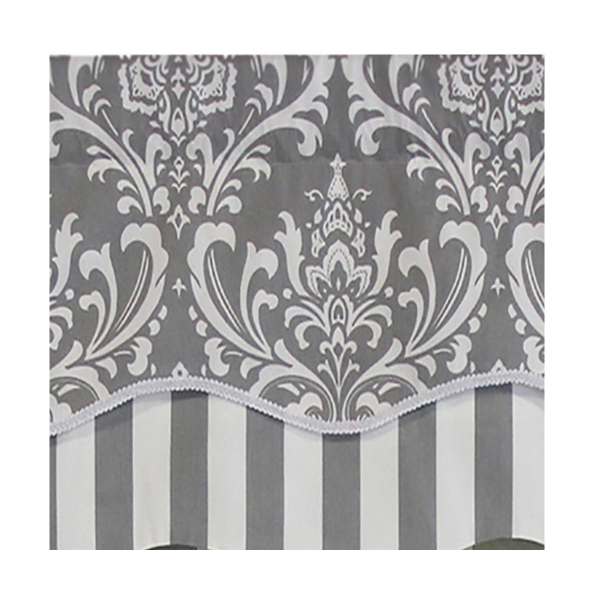 Rlf Home Ozbourne Glory Valance Gray. 3" Rod Pocket, Layered, Trimmed. 50"W X 16"L
