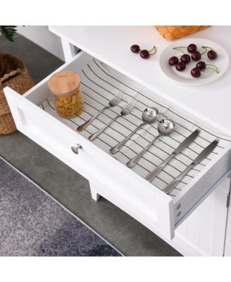 Kitchen Storage Buffet w/ Microwave Hutch Drawer for Dining Room,