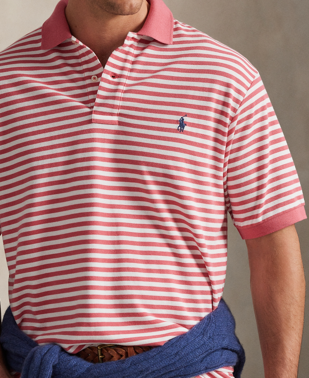Polo Ralph Lauren Ralph Lauren Striped Mesh Polo Shirt In Red