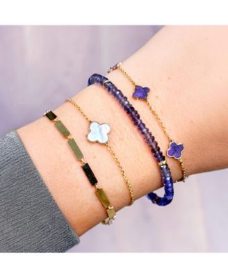 Iolite Bead Bracelet 14K Gold