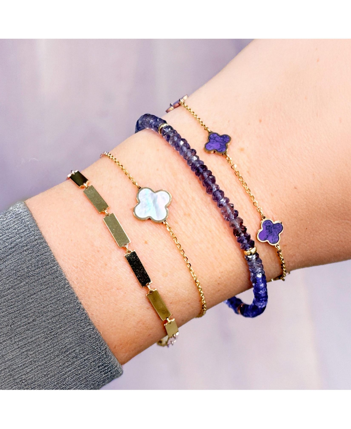 The Lovery Iolite Bead Bracelet 14K Gold