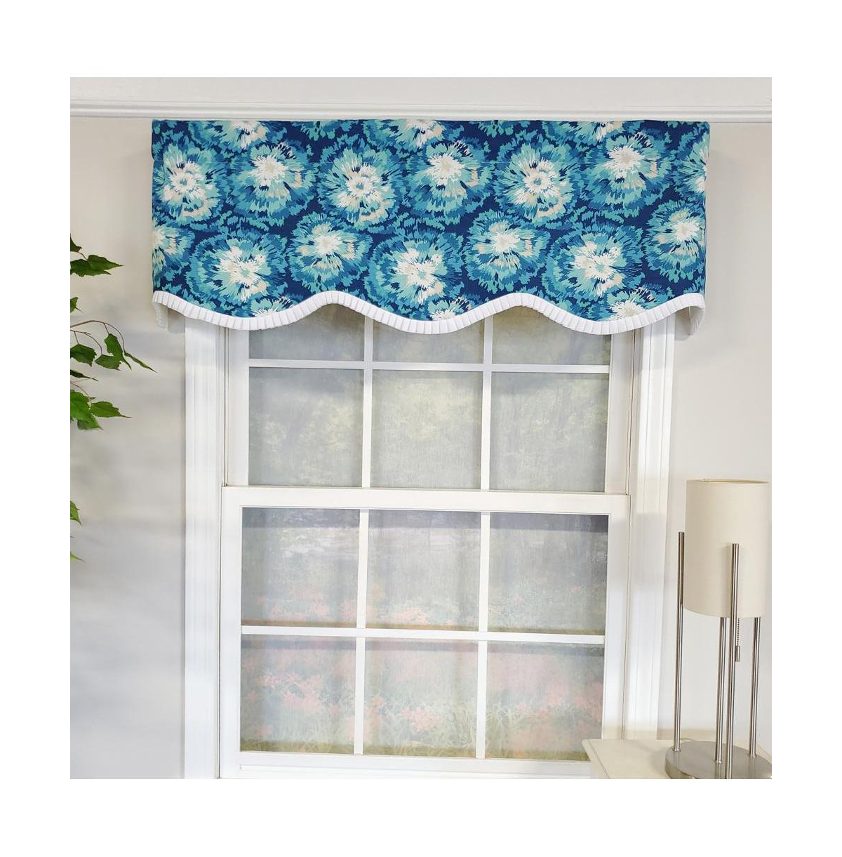 Rlf Home Burst Provance 3" Rod Pocket Lining Luxurious and Elegant Window Treatment Valance 50" x 16" Blue