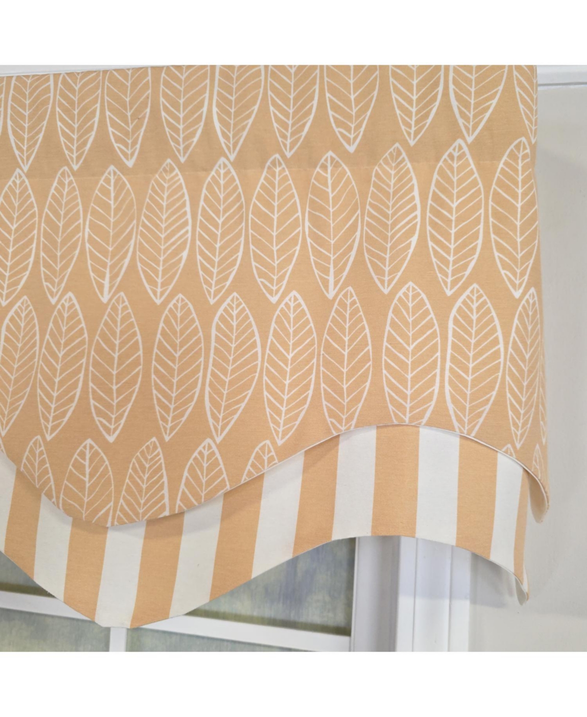 Rlf Home 100% Cotton Fall D-Regal Fully lined Windows Rod Pocket Valance 50" x 17" Tan