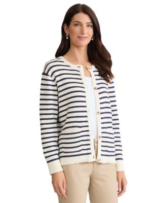 Jones New York - Petite Button Front Long-Sleeve Cardigan