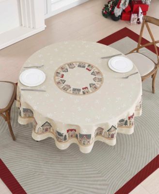 Gingerbread Village 70" Round Tablecloth