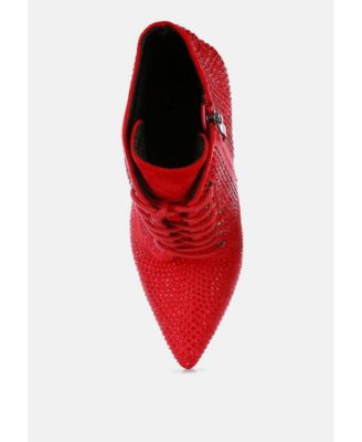 Womens Head On Faux Suede Diamante Ankle Boots