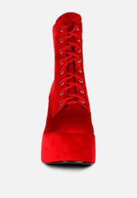 ASHCAN Womens High Platform Velvet Ankle Boots