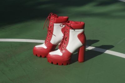 Womens Moos Block Heel Lace Up Boots