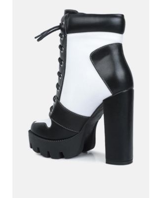 Womens Moos Block Heel Lace Up Boots