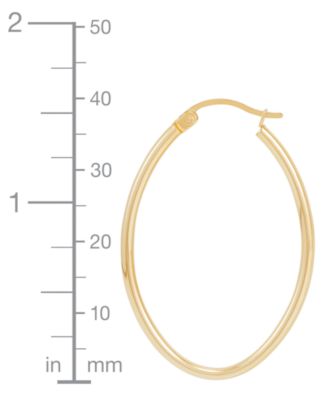 Polished Tube Oval Hoop Earrings in 14k Yellow Gold