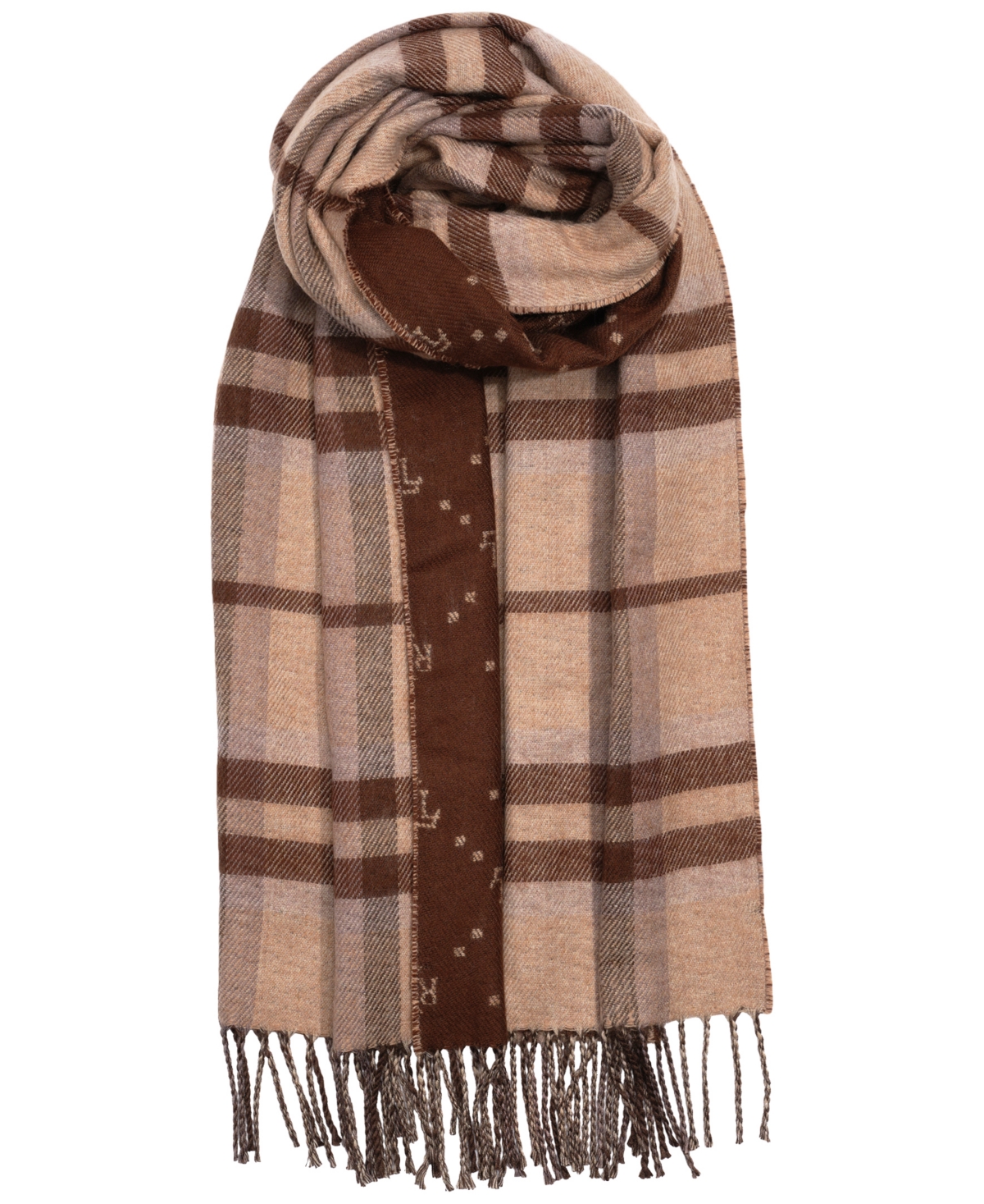 Ralph Lauren Plaid And Logo Double Face Scarf