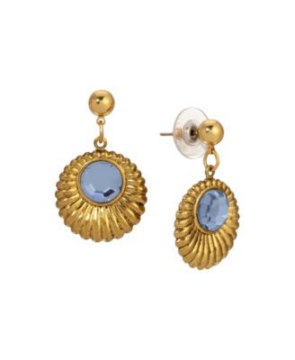 Gold Tone Crystal Drop Round Earrings
