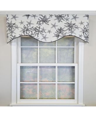 Reef Cornice Valance - 100% Cotton with Ivory Lining 50" x 17"  Black