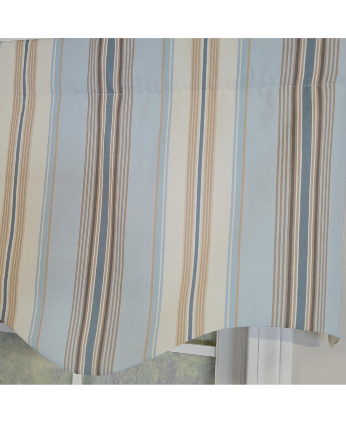 Rlf Home 100% Cotton Paris Stripe Regal Fully lined Windows Rod Pocket Valance 50" x 17" Blue