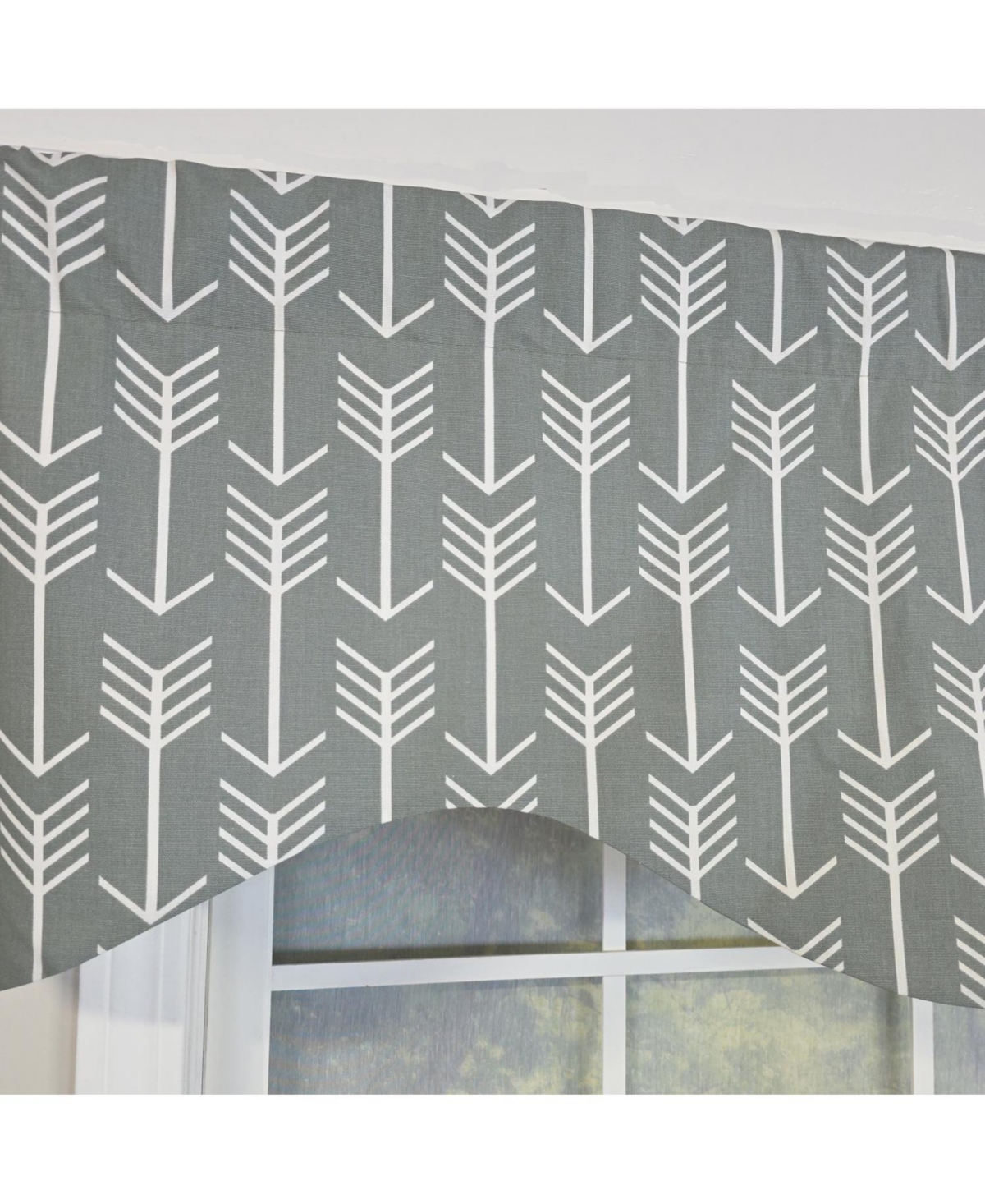 Rlf Home 100% Cotton Native Cornice With Poly/Cotton Ivory lining Rod Pocket Valance 50" x 17" Gray