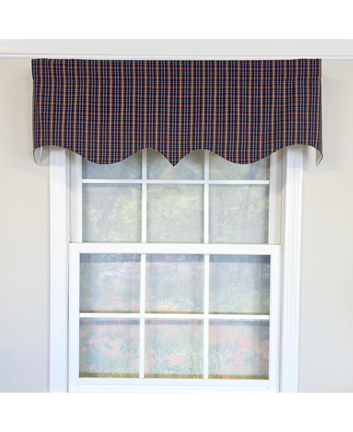 Rlf Home 100% Cotton Palermo Regal Fully lined Windows Rod Pocket Valance 50" x 17" Navy