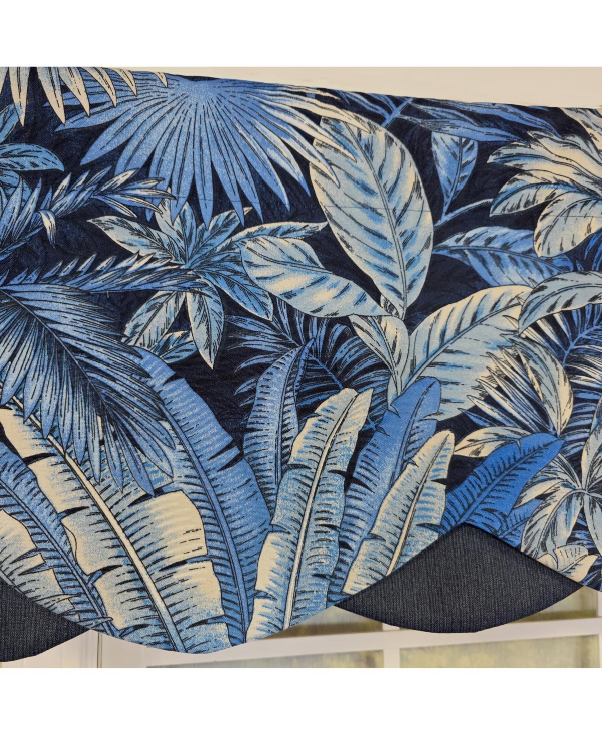 Rlf Home 100% Cotton Baja Petticoat Fully lined Windows Rod Pocket Valance 50" x 15" Navy