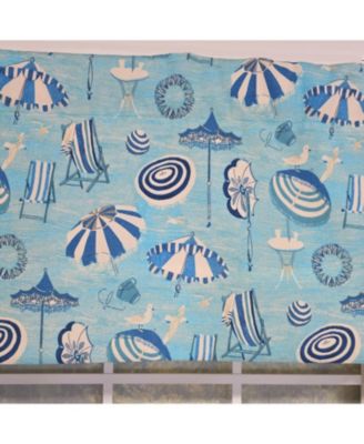 100% Cotton Beach Day Toilored  Fully lined Windows Rod Pocket Valance 51" x 16"  Blue