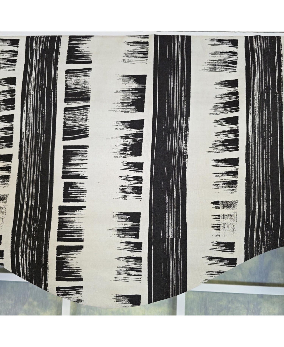 Rlf Home 100% Cotton Jaspeado Cornice With Poly/Cotton Ivory lining Rod Pocket Valance 50" x 17" Black