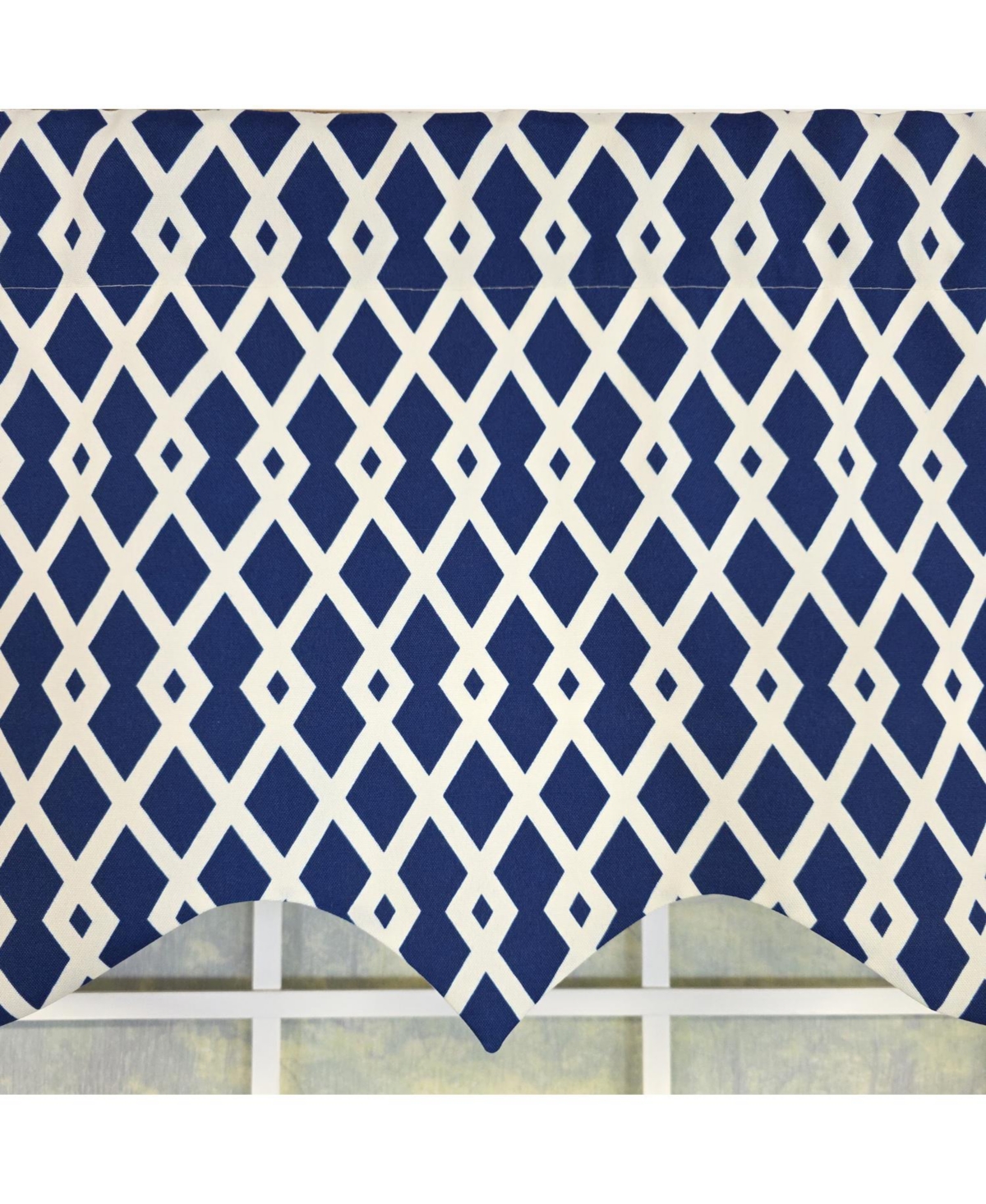 Rlf Home 100% Cotton Jewel Regal Fully lined Windows Rod Pocket Valance 50" x 17" Navy