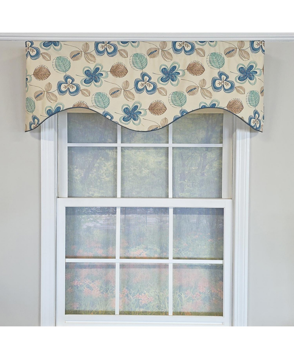 Rlf Home 100% Cotton Jolly Cornice Fully lined Windows Rod Pocket Valance 50" x 17" Cream