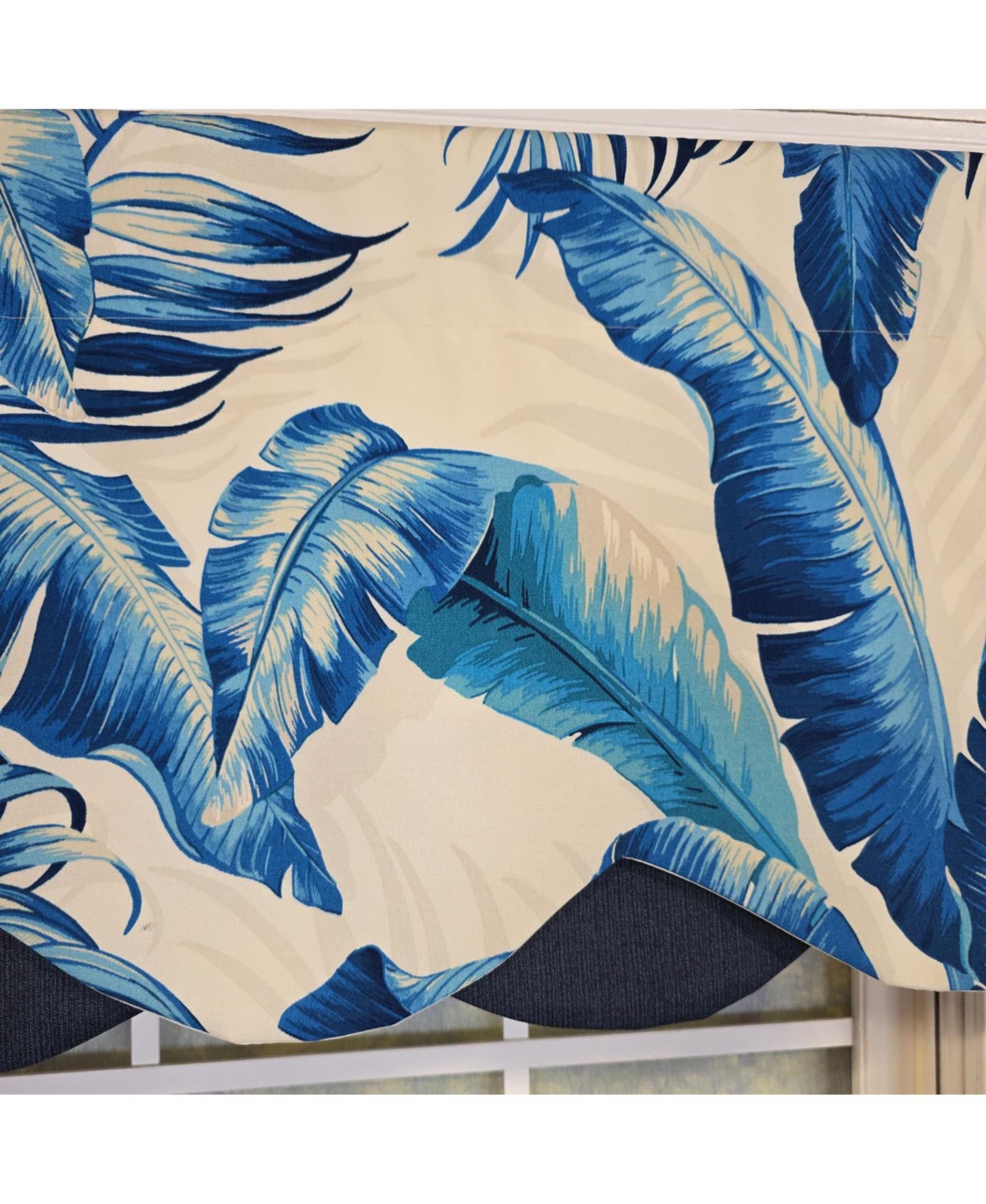 Rlf Home 100% Cotton Plantain Petticoat Fully lined Windows Rod Pocket Valance 50" x 15" Navy