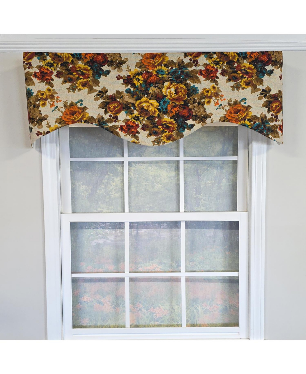 Rlf Home 100% Cotton Bountiful Cornice Fully lined Windows Rod Pocket Valance 50" x 17" Multi
