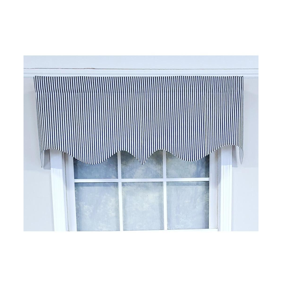 Rlf Home Luxurious Modern Design Classic Mg-Ticking Stripe Regal Style Window Valance 50" x 17" Blue