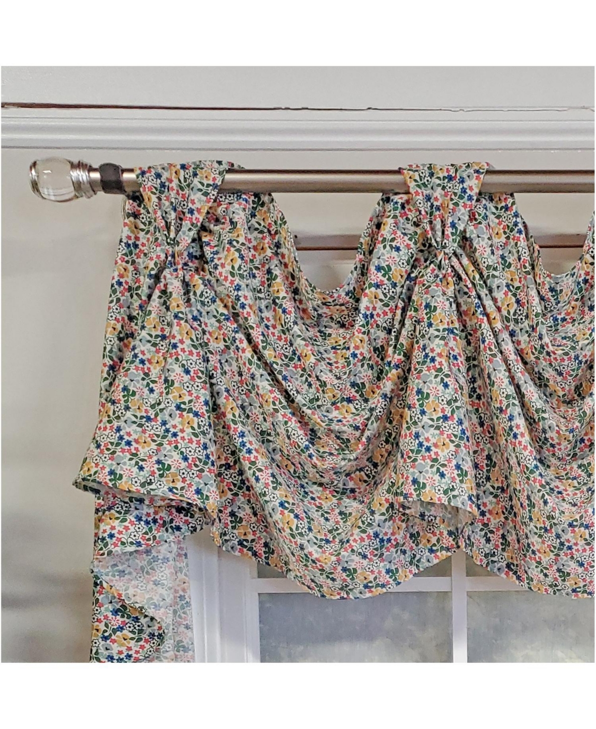 Rlf Home 3" Rod Pocket High Quality Fabric Petite Flower 3-s Victory Swag for Windows 54" x 15" Multi