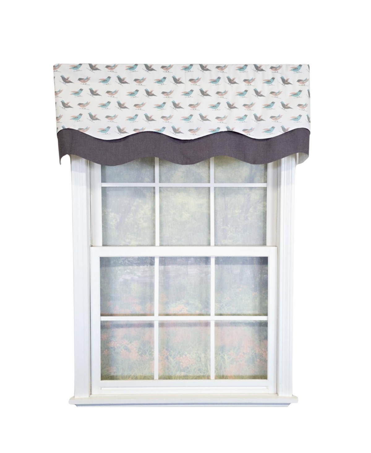 Rlf Home 100% Cotton Avain Glory Fully lined Windows Rod Pocket Valance 50" x 16" Gray