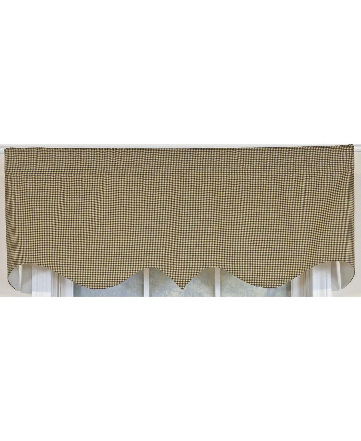 Rlf Home 100% Cotton Pin Check Regal Fully lined Windows Rod Pocket Valance 50" x 17" Black