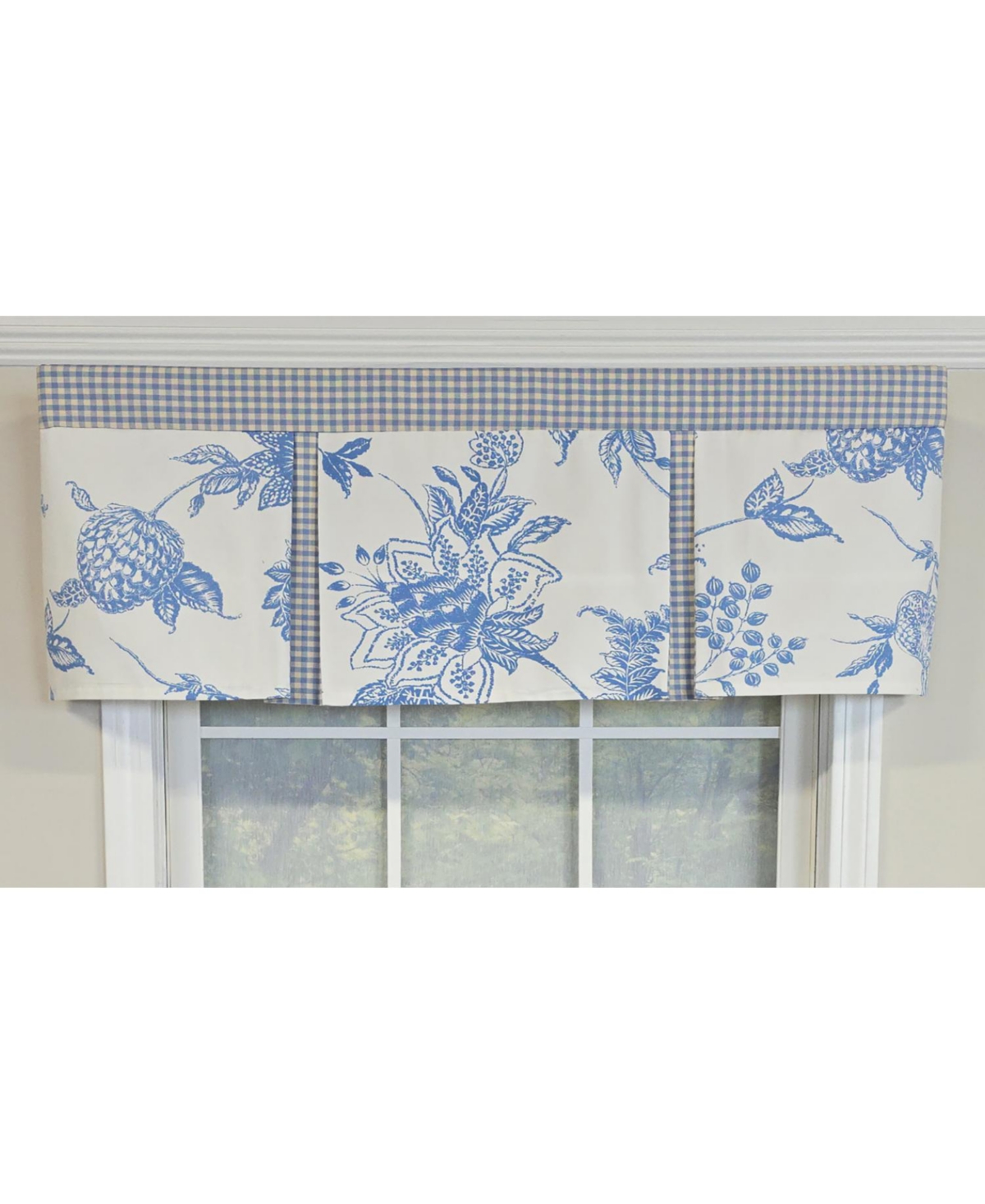 Rlf Home 100% Cotton Natalia Pleated Unlined Windows Rod Pocket Valance 50" x 17" Blue