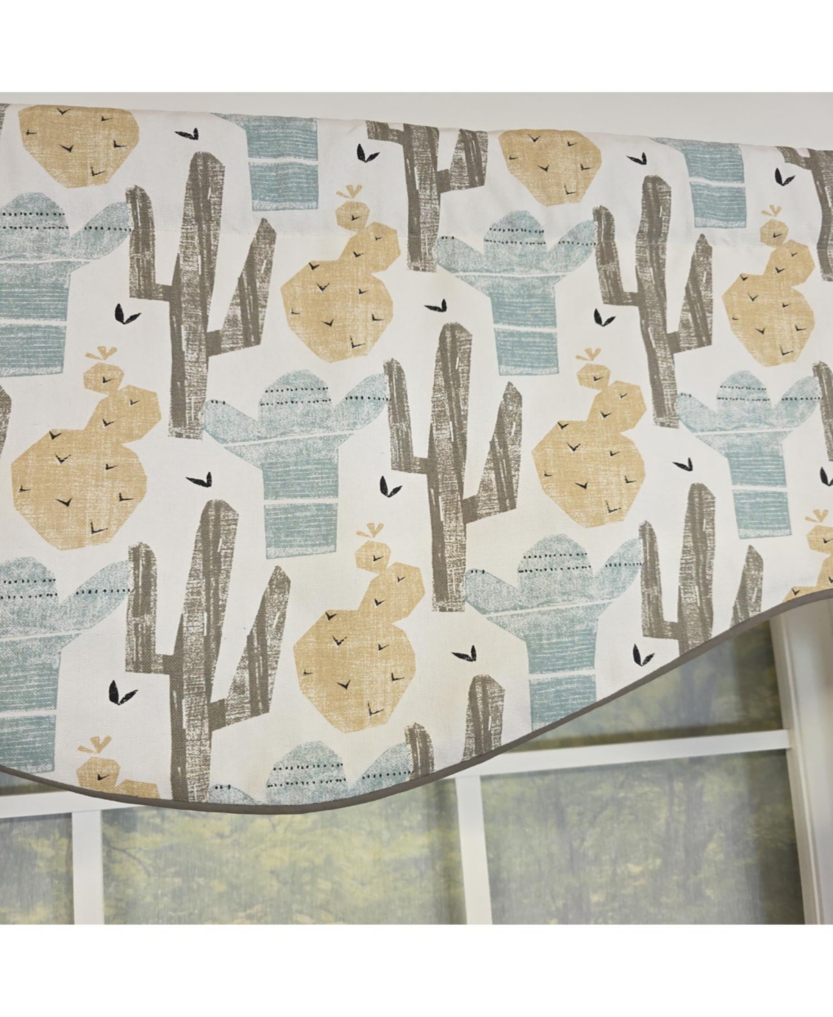 Rlf Home 100% Cotton Arizona Cornice Fully lined Windows Rod Pocket Valance 50" x 17" Natural