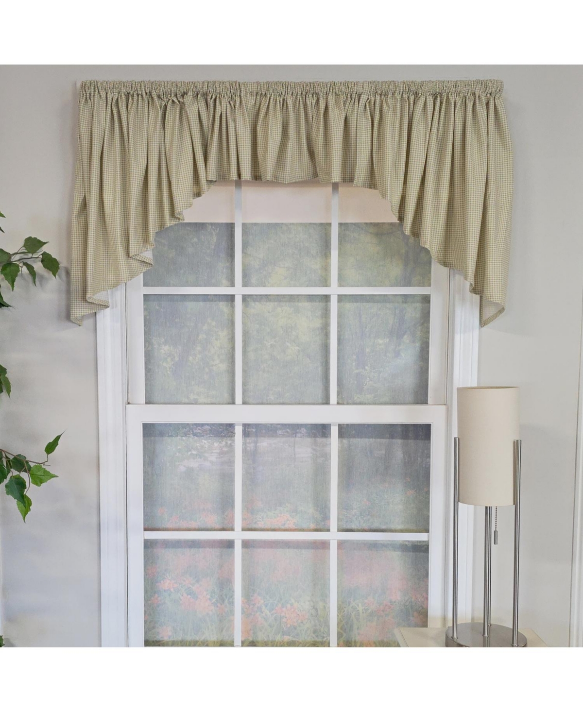 Rlf Home 100% Cotton 3-pc Crosswell Center/Jabot set Fully lined Rod Pocket Valance 75" x 23" Sage