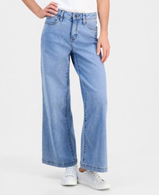 Petite High-Rise Zip-Fly Wide-Leg Jeans, Macy's Exclusive 