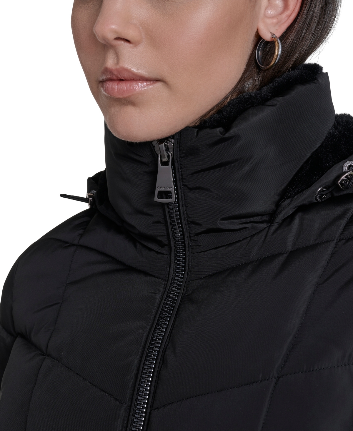 Calvin Klein Women's Hooded Stand Collar Puffer Coat