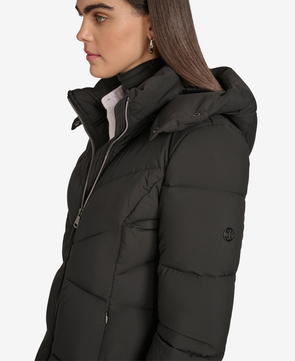Calvin Klein Women's Hooded Stand Collar Puffer Coat