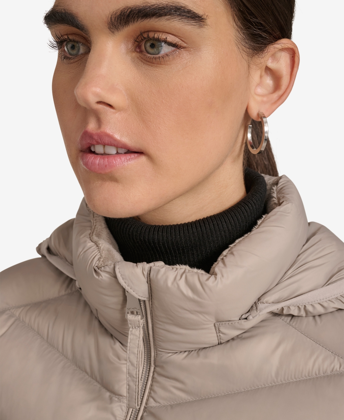 Calvin Klein Women's Short Faux Fur Collar Puffer Jacket