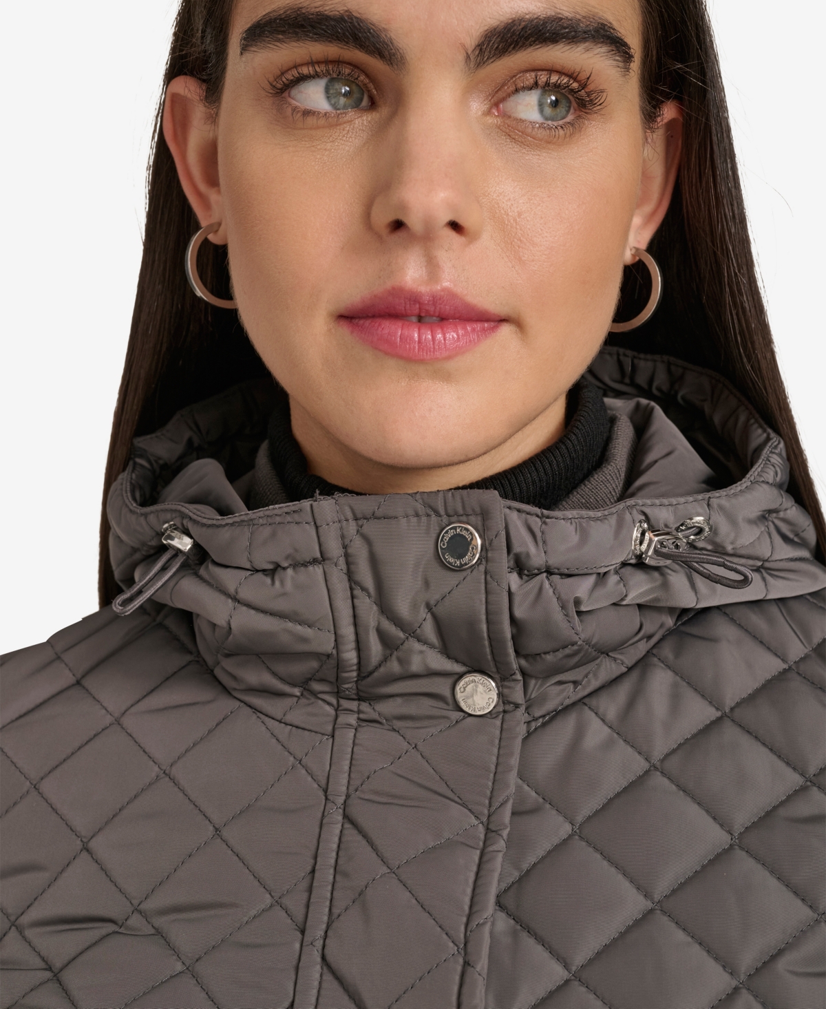 Calvin Klein Women's Anorak Quilted Jacket In Gray