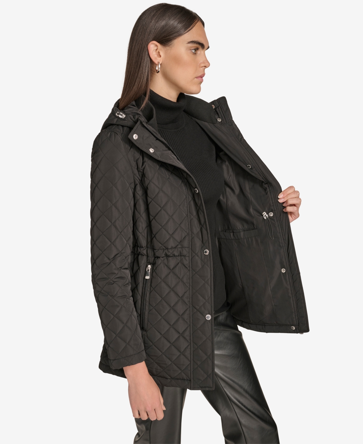 Calvin Klein Women's Anorak Quilted Jacket In Black