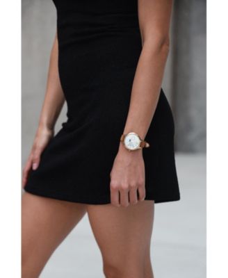 Women 38mm Watch Multi Function Suede Leather Strap