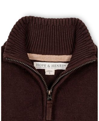 Boys Organic Half Zip Pullover Sweater with Elbow Patches