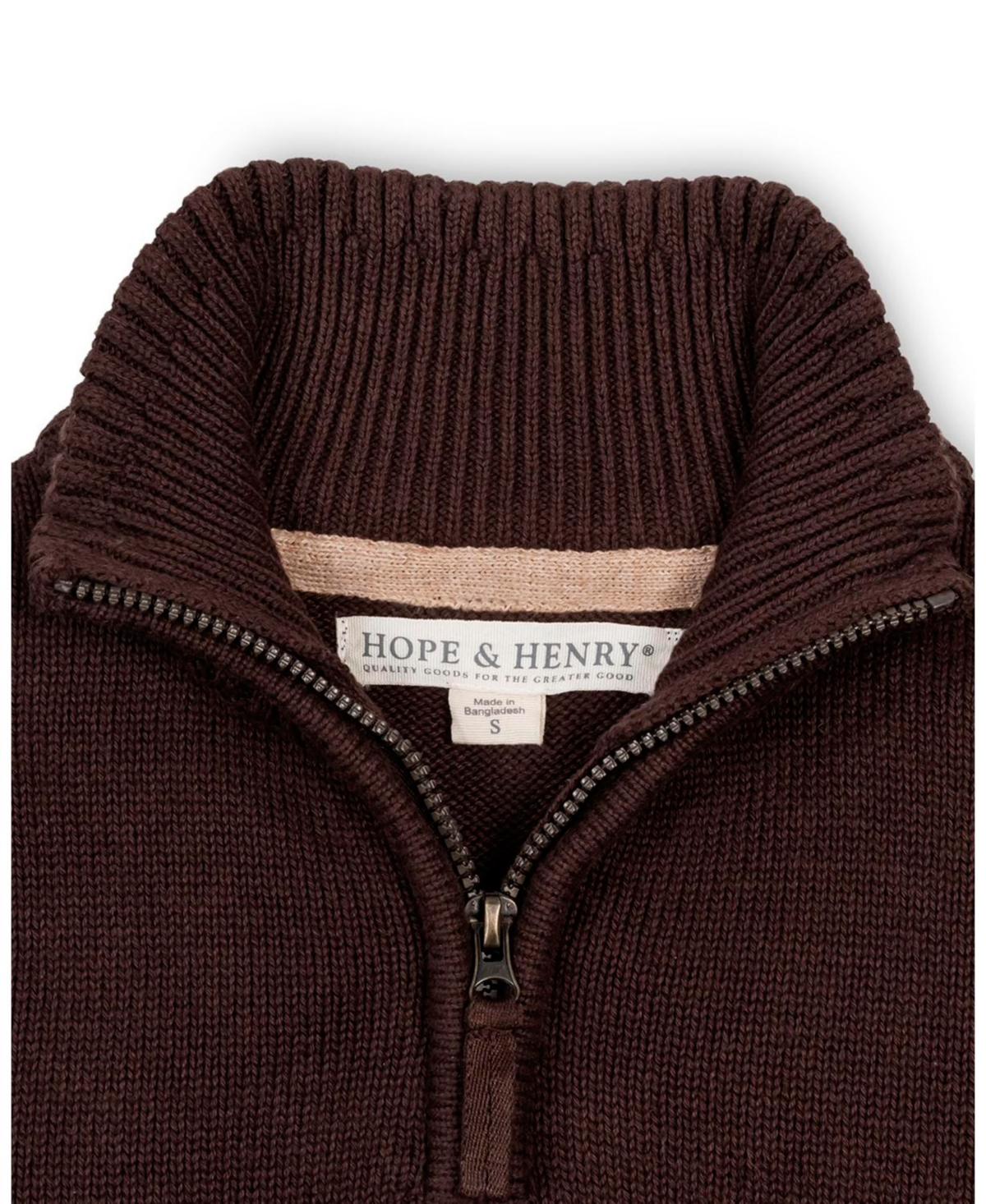 Hope & Henry Boys Organic Half Zip Pullover Sweater with Elbow Patches