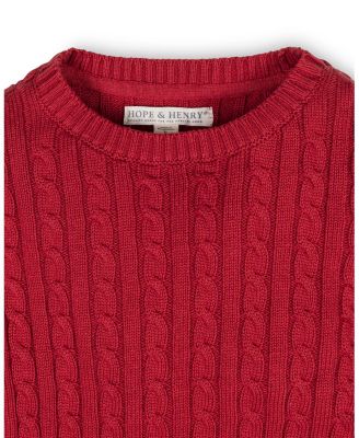 Boys Organic Cable Crewneck Pullover Sweater