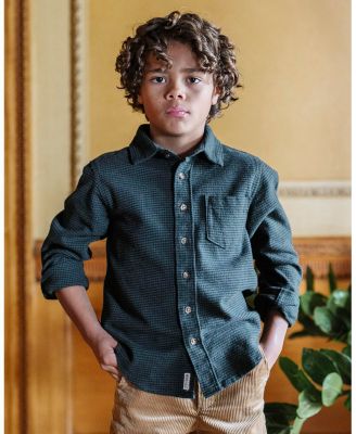 Boys Organic Long Sleeve Flannel Button Down Shirt