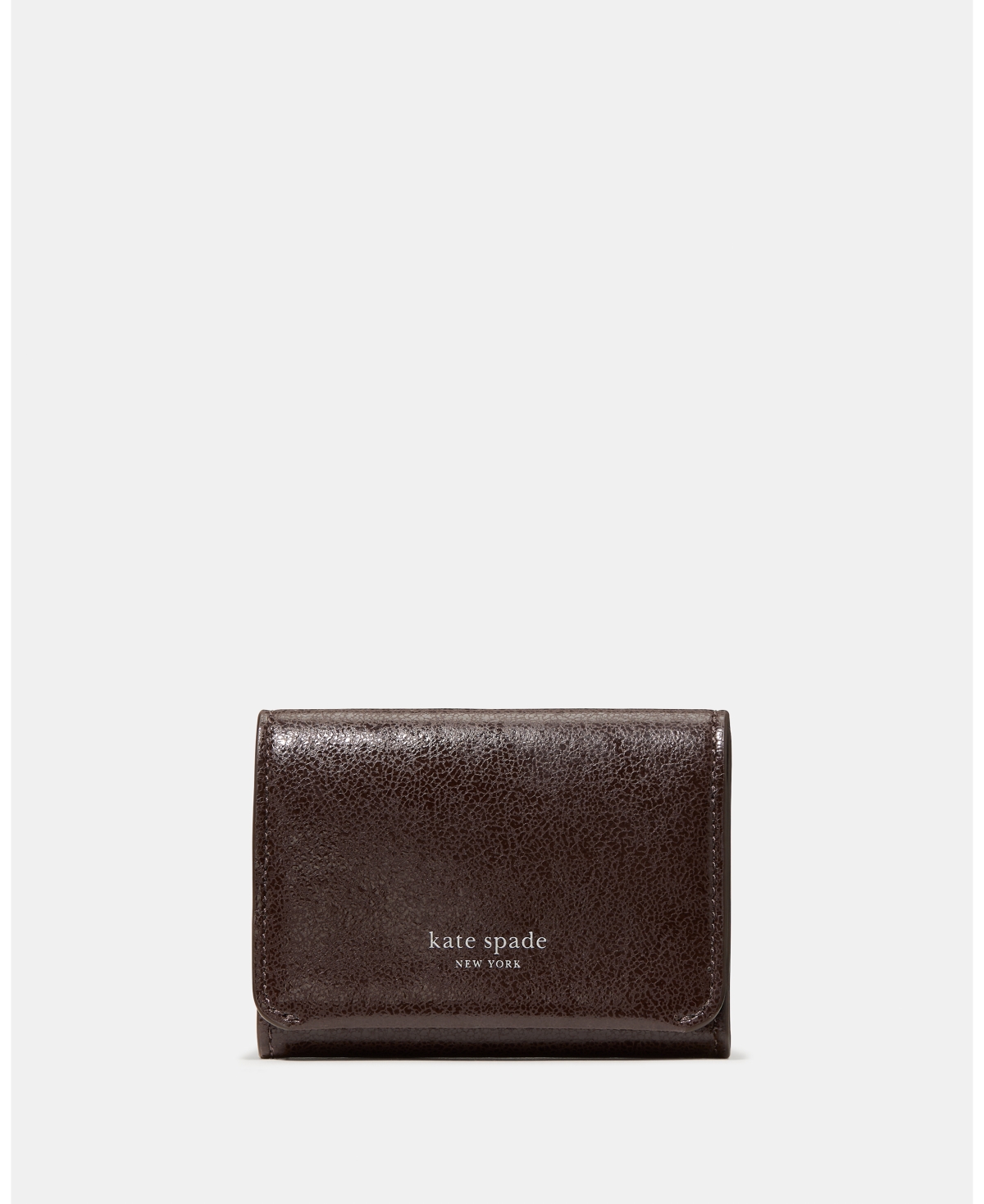 Kate Spade Halo Glazed Leather Card Case Trifold Wallet In Brown